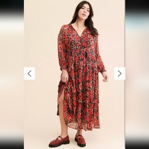Anthropologie The Marais Floral Chiffon Boho Cottagecore Maxi Dress, XS